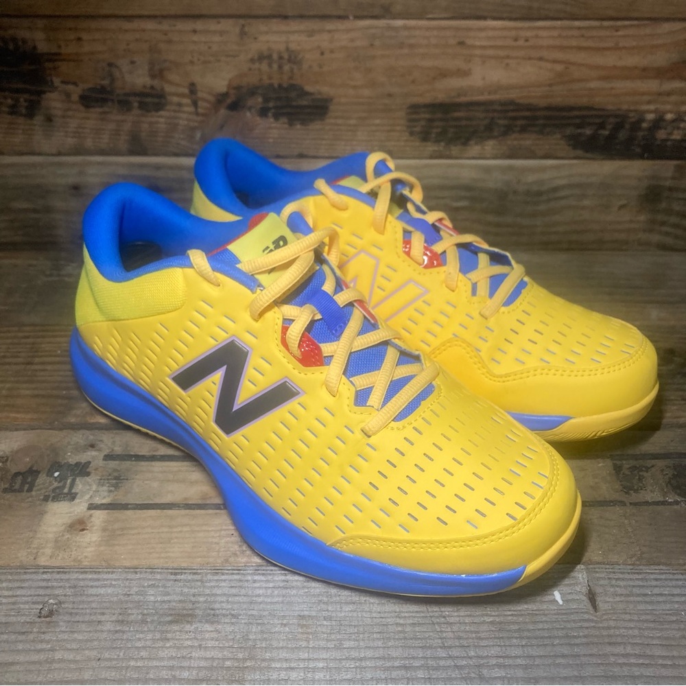 New Balance Women's 696 V4 Hard Court Tennis Pickleball Shoes Yellow 10 X-Wide